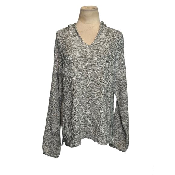 Gray knit long sleeves hoodie sweater size large - Picture 11 of 15